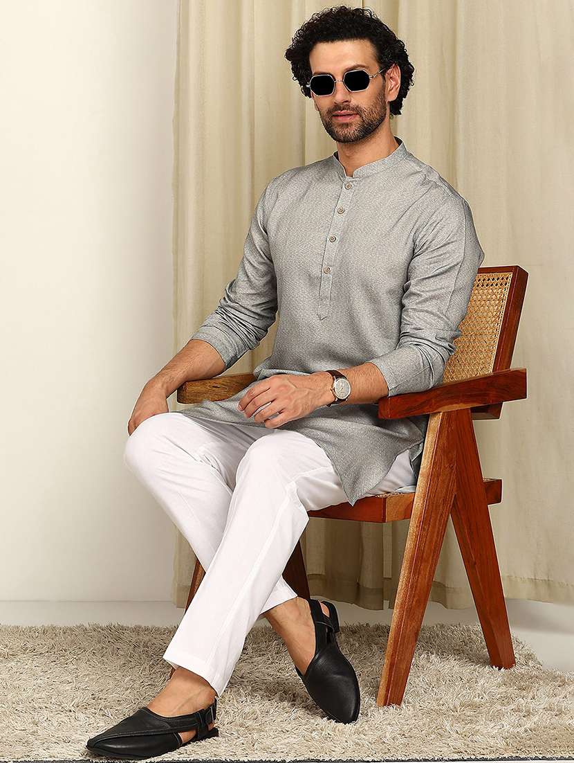 men self design mandarin neck kurta pyjama set - 22481542 -  Standard Image - 4