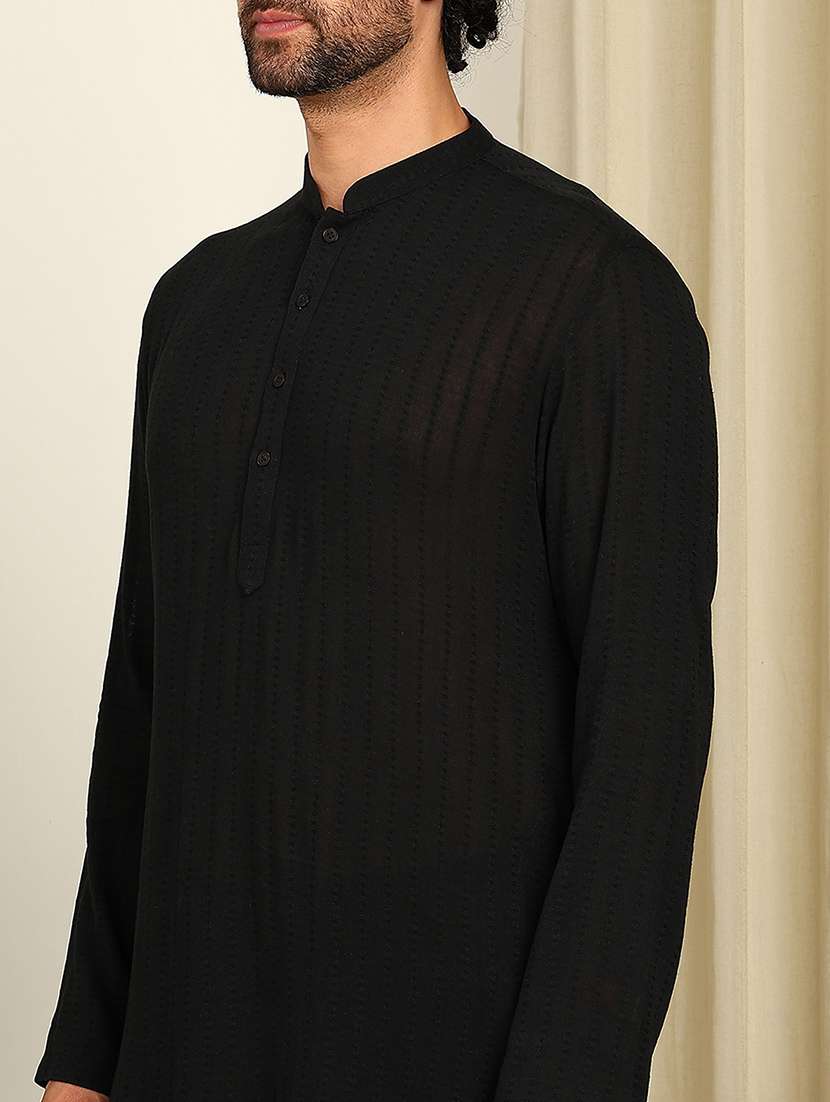 men solid mandarin neck kurta pyjama set - 22481543 -  Standard Image - 1