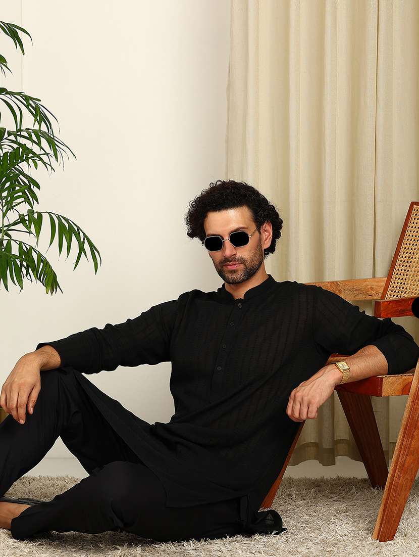 men solid mandarin neck kurta pyjama set - 22481543 -  Standard Image - 4