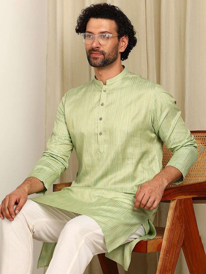 men self design mandarin neck kurta pyjama set - 22481545 -  Standard Image - 4