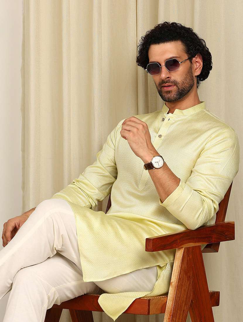 men self design mandarin neck kurta pyjama set - 22481546 -  Standard Image - 4