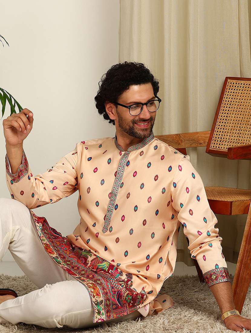 men printed mandarin neck kurta pyjama set - 22481547 -  Standard Image - 4