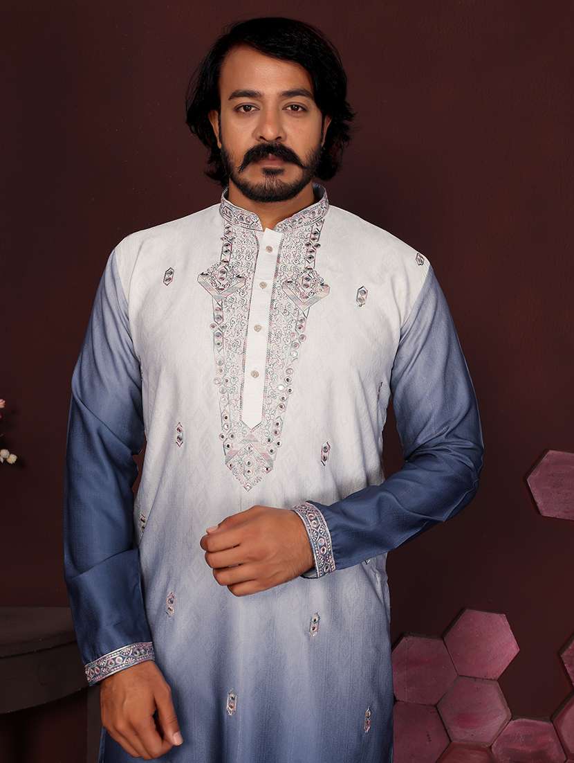 Men Ombre Mandarin Neck Long Kurta - 22481572 -  Standard Image - 1