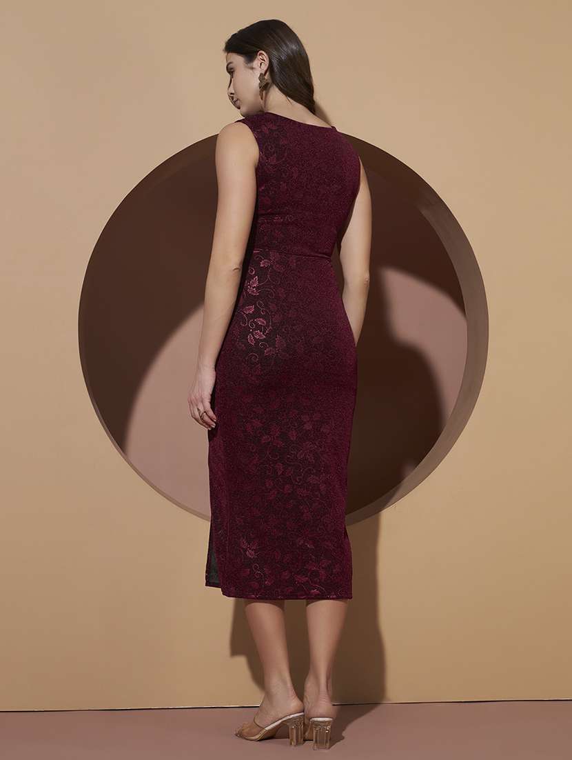 girls sheath red embossed metallic lycra party dress - 22481698 -  Standard Image - 4