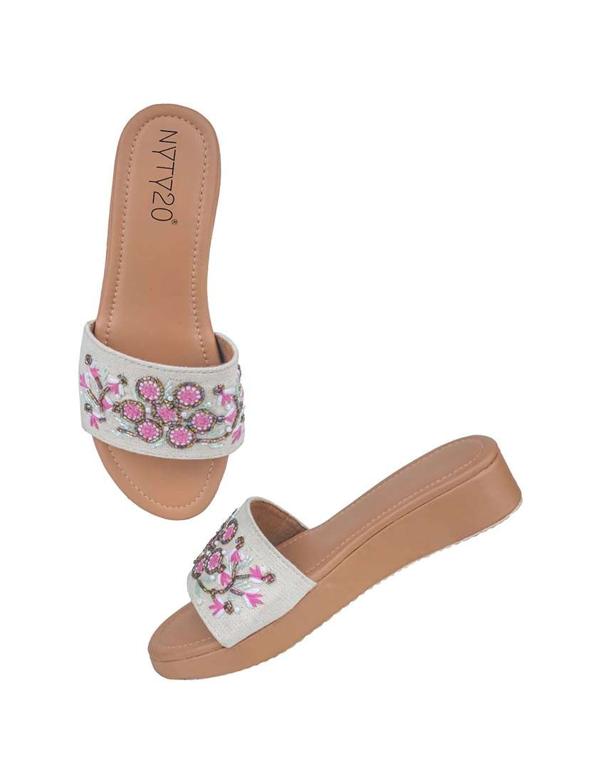 women embroidered slip on wedge - 22481724 -  Standard Image - 1