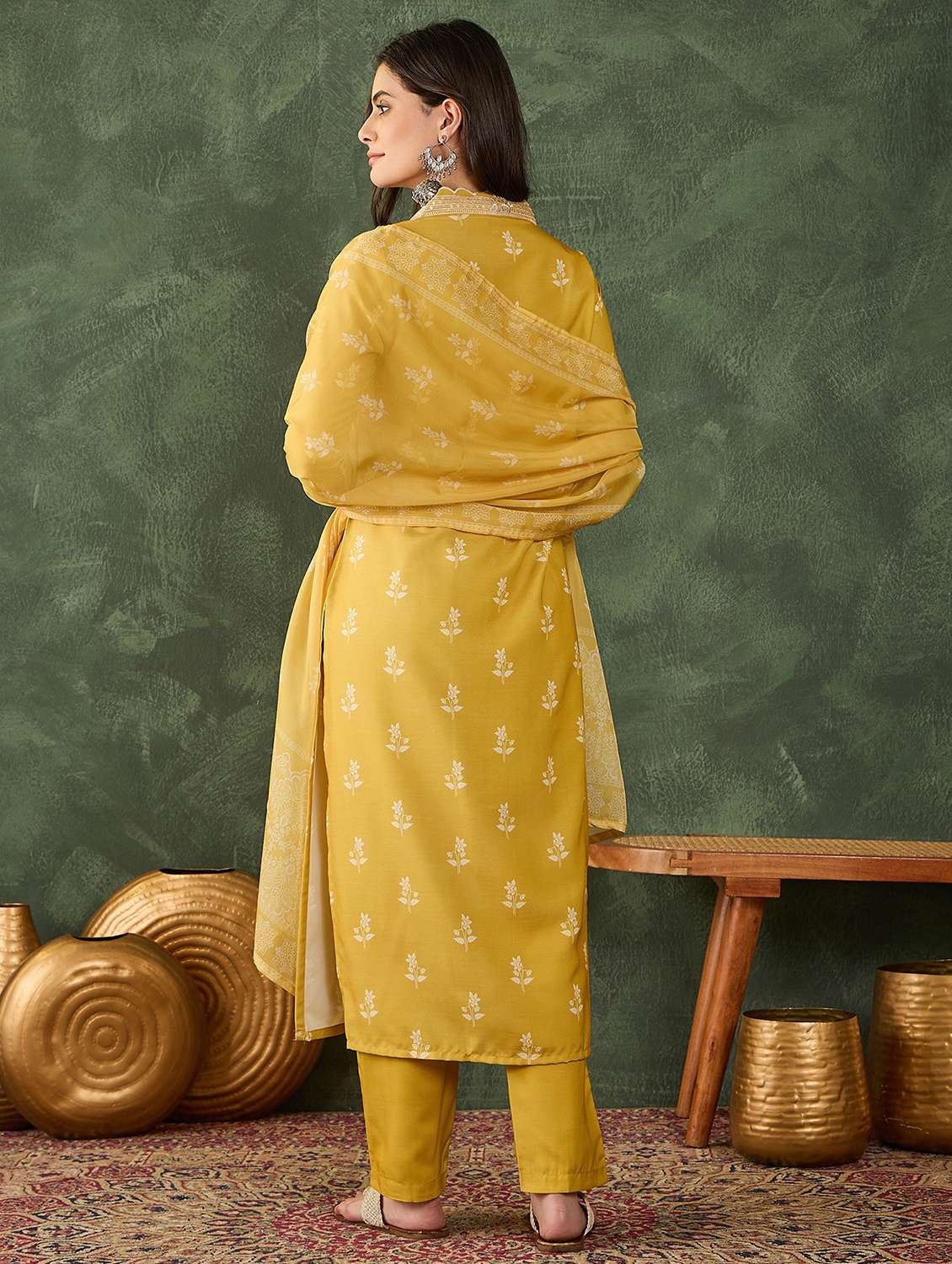 women printed three quarter sleeve kurta pant with dupatta set - 22481750 -  Standard Image - 4