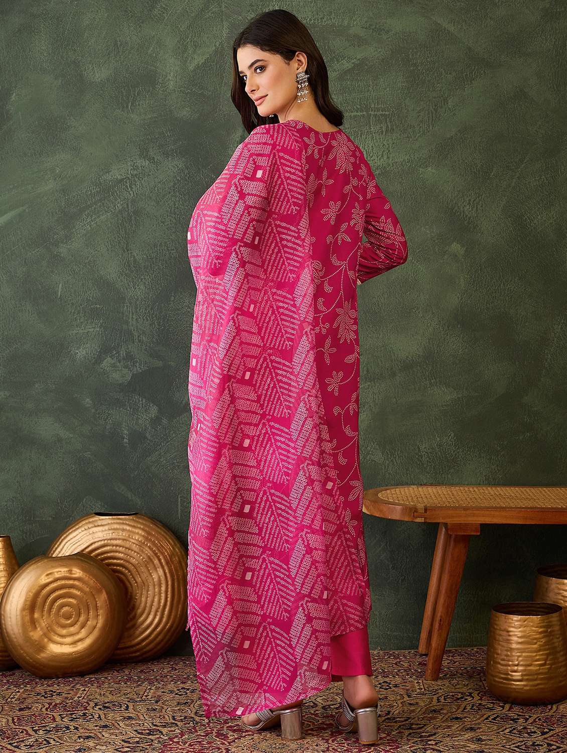 women printed three quarter sleeve kurta pant with dupatta set - 22481752 -  Standard Image - 4