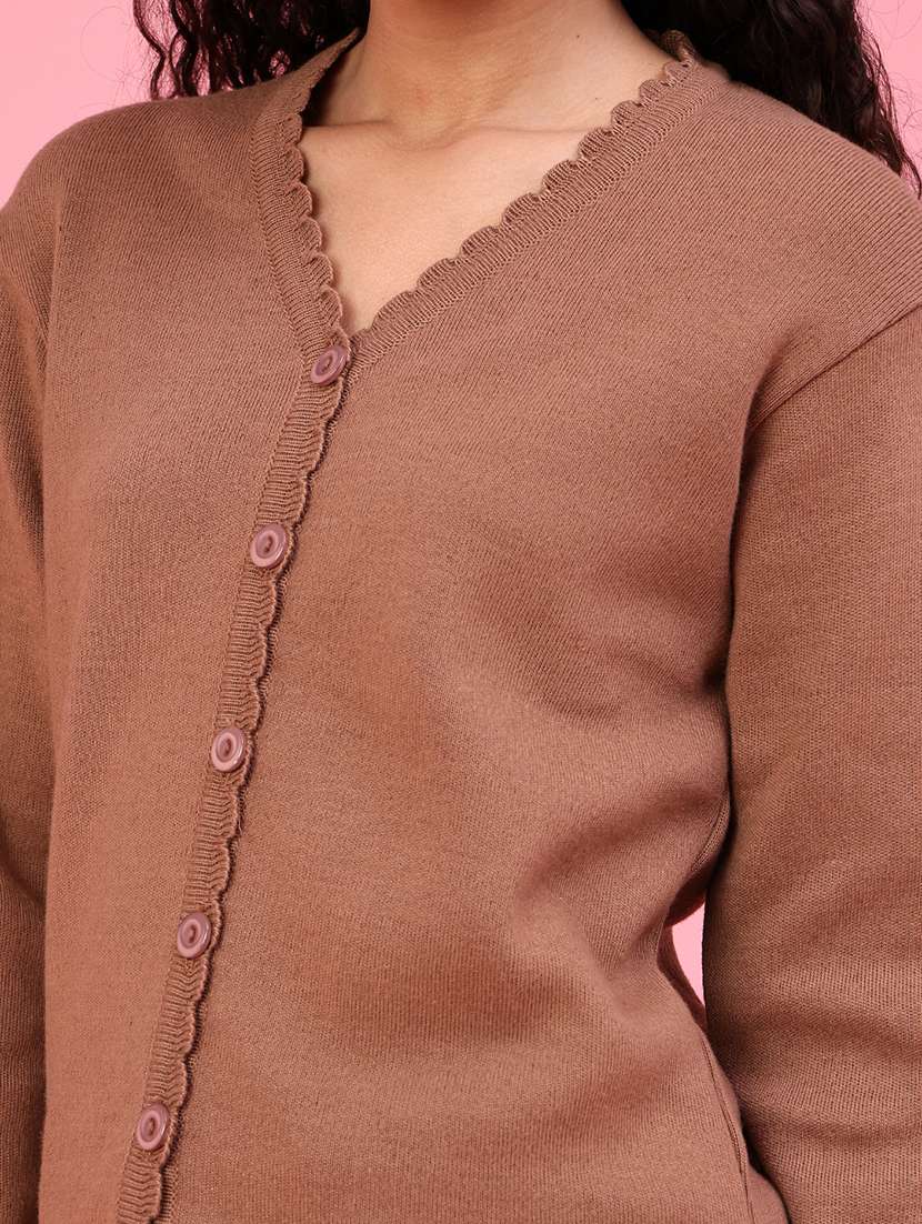 Women Solid Long Sleeve Cardigan - 22485892 -  Standard Image - 1
