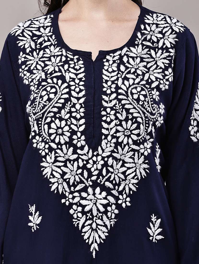 women solid with work long sleeve kurta palazzo set - 22485895 -  Standard Image - 1