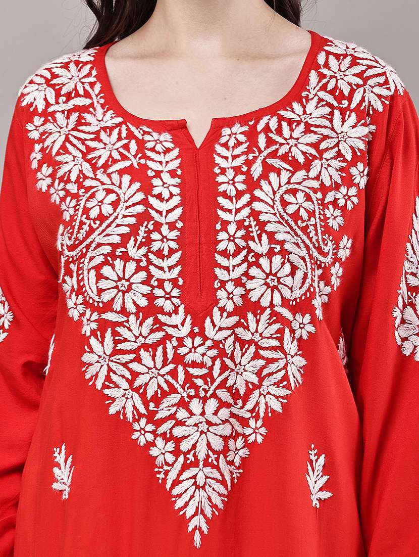 women solid with work long sleeve kurta palazzo set - 22485896 -  Standard Image - 1