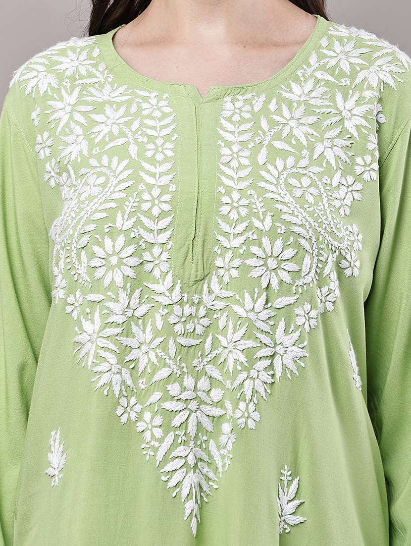 women solid with work long sleeve kurta palazzo set - 22485897 -  Standard Image - 1