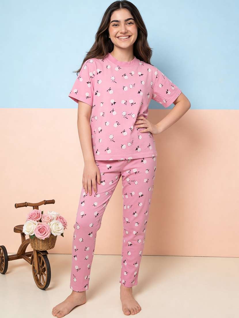 girls pink cotton pyjama set nightwear