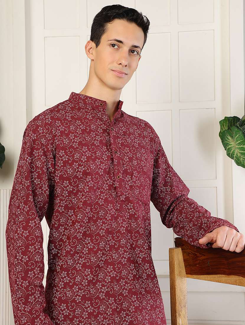 Men Printed Mandarin Neck Long Kurta - 22485919 -  Standard Image - 1