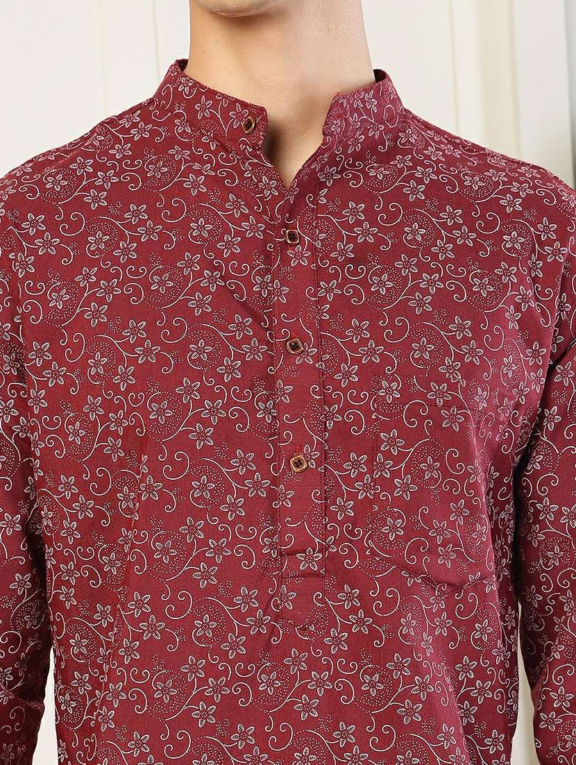 Men Printed Mandarin Neck Long Kurta - 22485919 -  Standard Image - 6