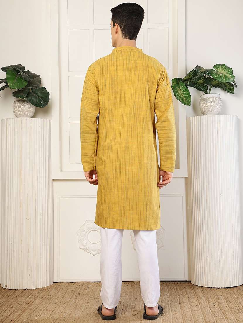 men self design mandarin neck long kurta - 22485931 -  Standard Image - 4