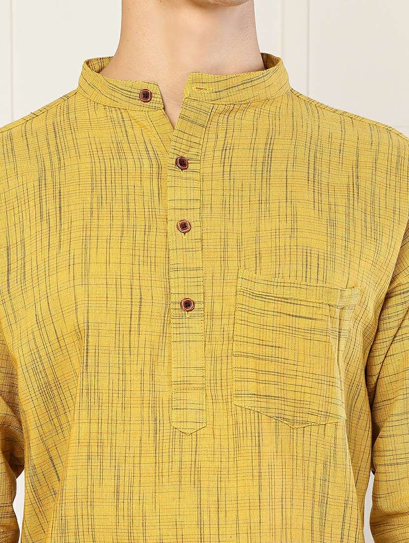 men self design mandarin neck long kurta - 22485931 -  Standard Image - 6