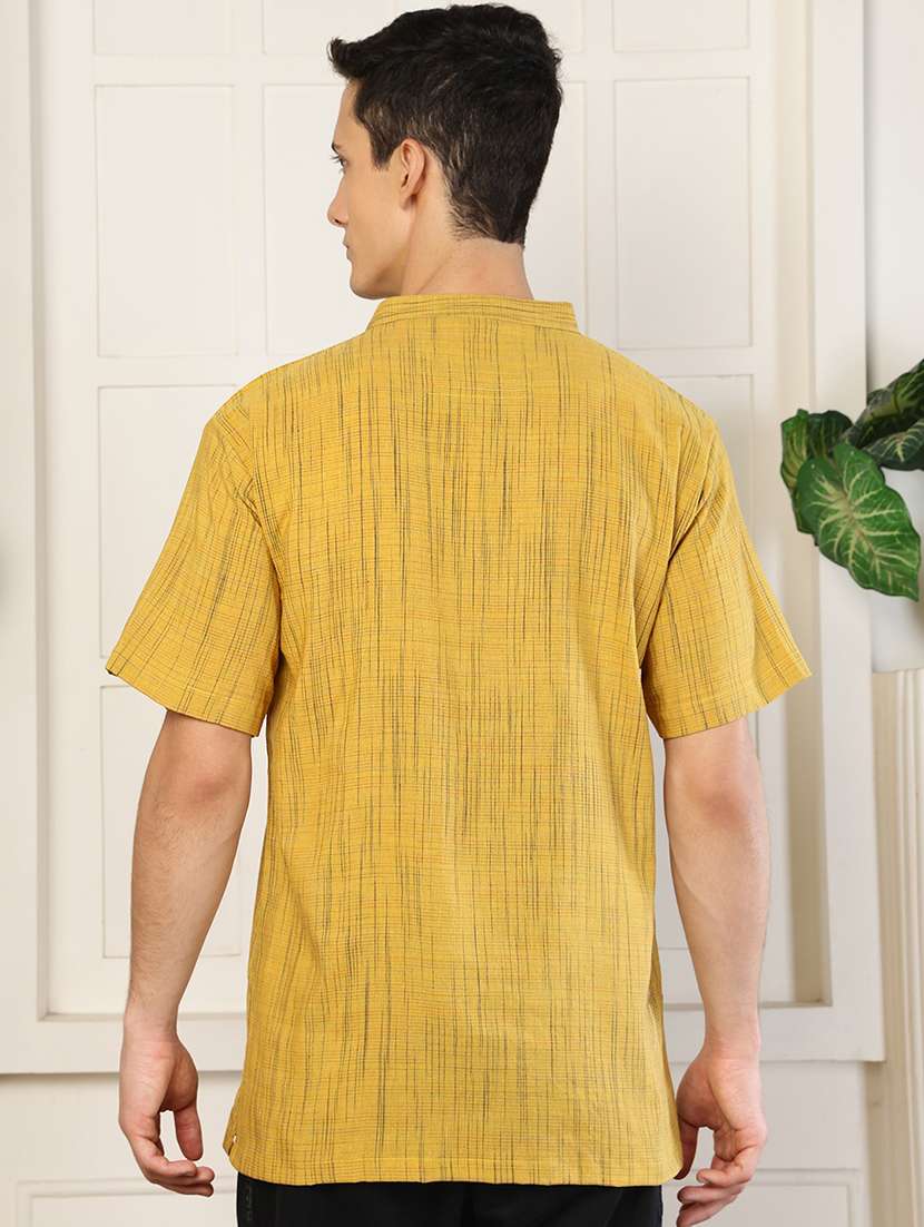 men self design mandarin neck short kurta - 22485932 -  Standard Image - 4