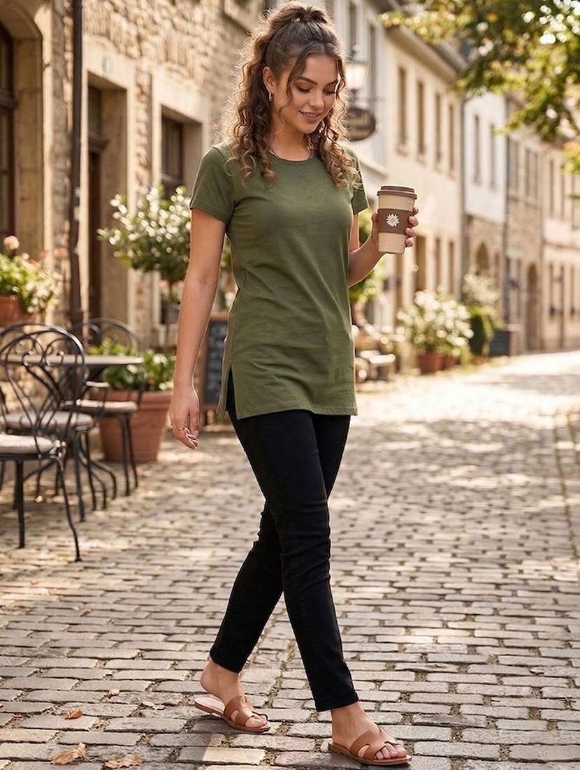 women solid short sleeve loungewear t-shirt - 22485965 -  Standard Image - 4