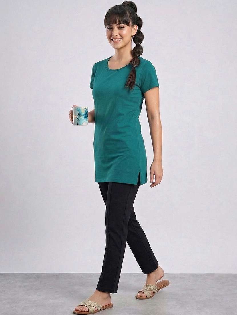 women solid short sleeve loungewear t-shirt - 22485968 -  Standard Image - 4