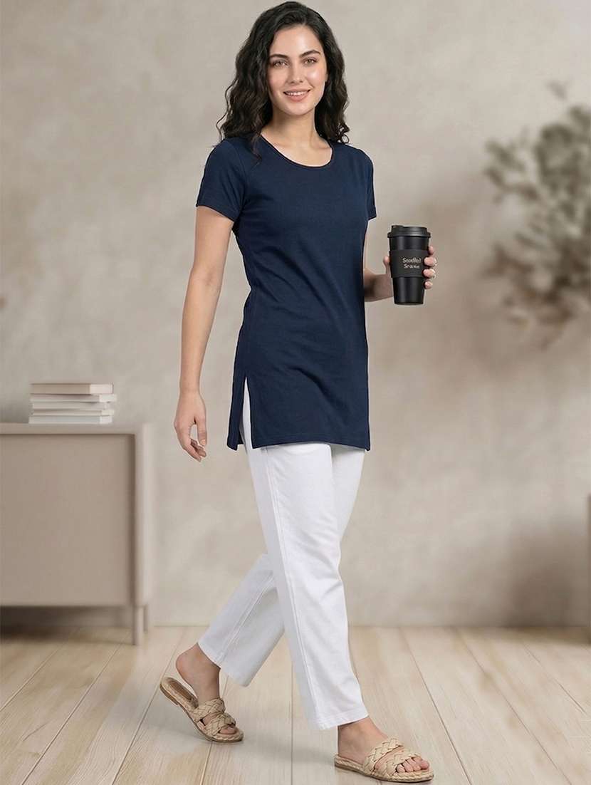 women solid short sleeve loungewear t-shirt - 22485970 -  Standard Image - 4