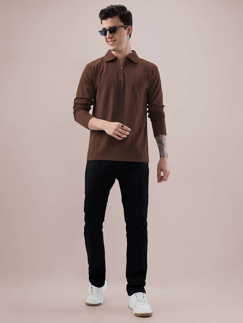 men self design long sleeve regular fit polo t-shirt - 22485972 -  Standard Image - 4