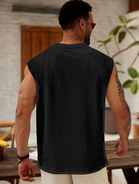 men self design sleeveless regular fit t-shirt - 22486040 -  Standard Image - 4