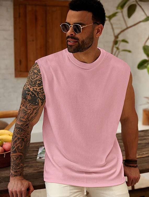 men self design sleeveless regular fit t-shirt - 22486047 -  Standard Image - 1