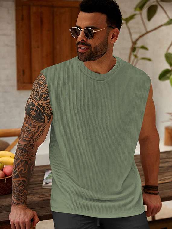 men self design sleeveless regular fit t-shirt - 22486048 -  Standard Image - 1