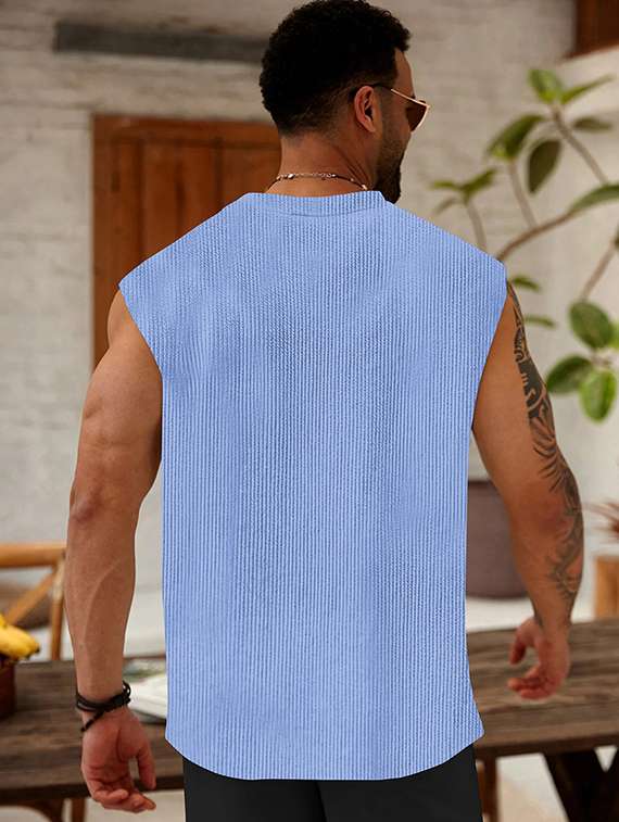 men self design sleeveless regular fit t-shirt - 22486049 -  Standard Image - 4