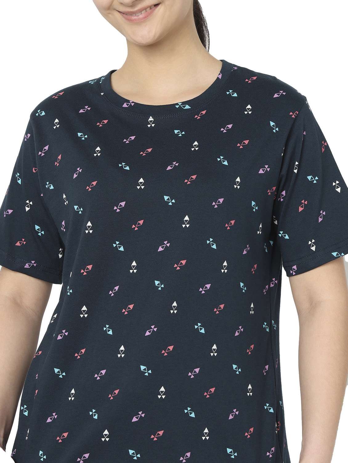 Girls Abstract Print Cotton Short Sleeves Pyjama Set - 22486087 -  Standard Image - 1