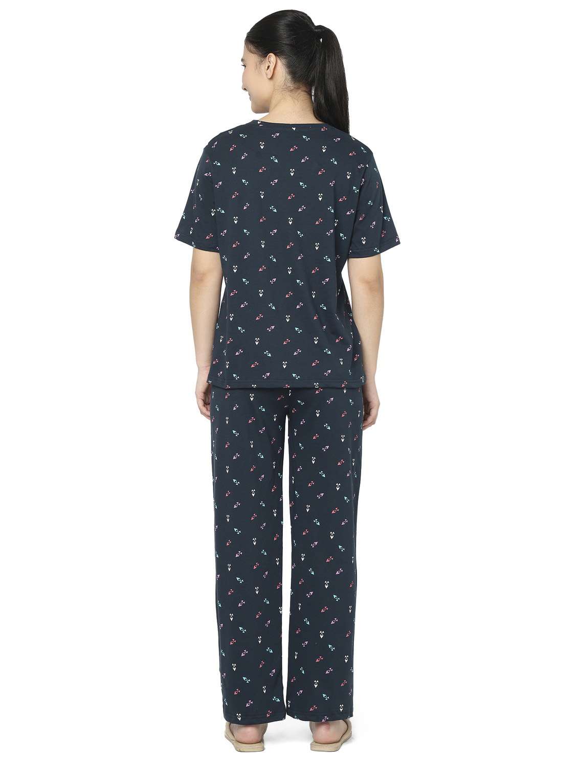 Girls Abstract Print Cotton Short Sleeves Pyjama Set - 22486087 -  Standard Image - 4