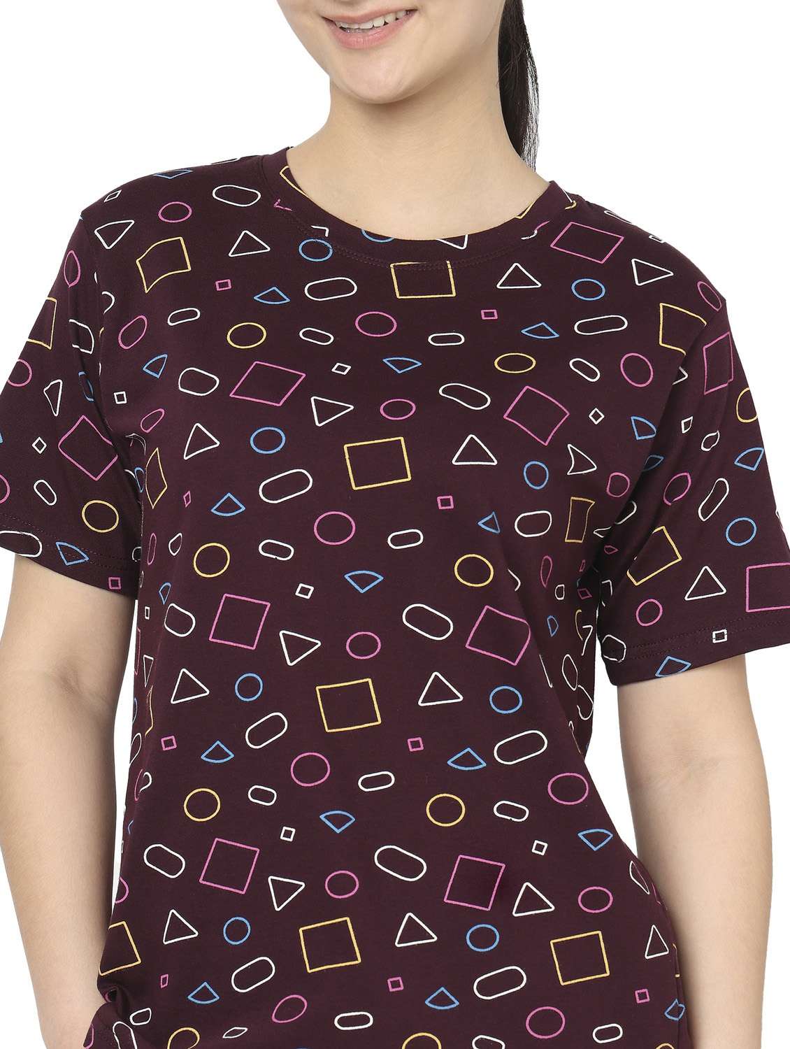 girls smarty pants maroon cotton abstract pyjama set - lounge wear - 22486091 -  Standard Image - 1