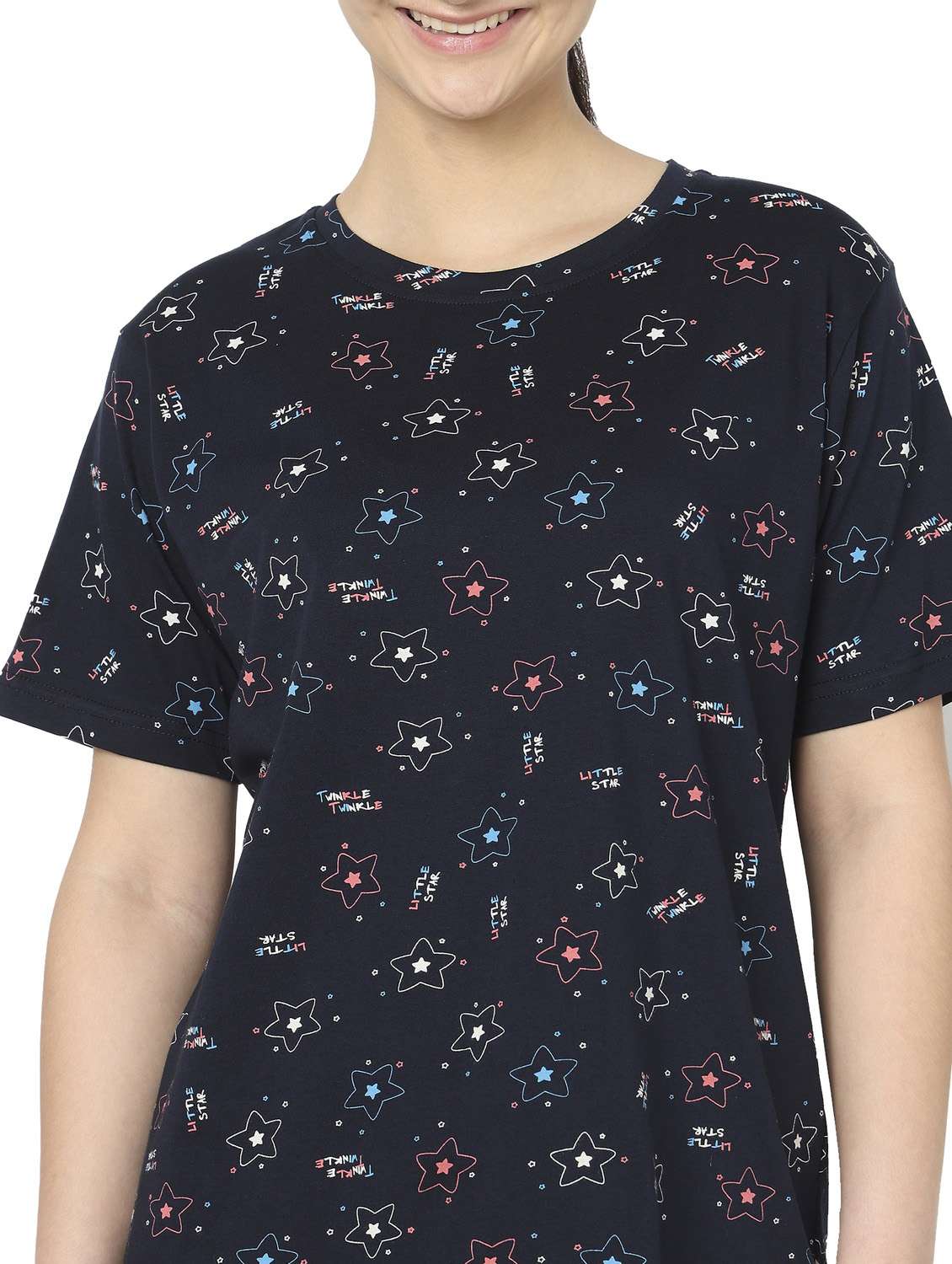 girls smarty pants navy blue cotton abstract night suit set - 22486094 -  Standard Image - 1