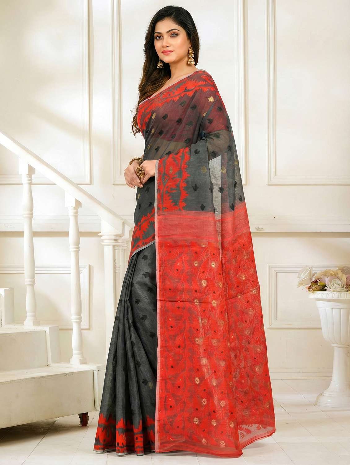 Women Self Design Jamdani Saree - 22486112 -  Standard Image - 1