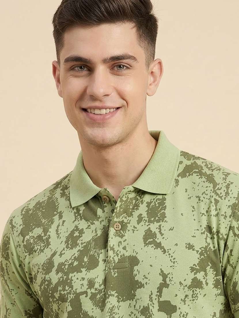 men printed short sleeve regular fit polo t-shirt - 22486136 -  Standard Image - 1