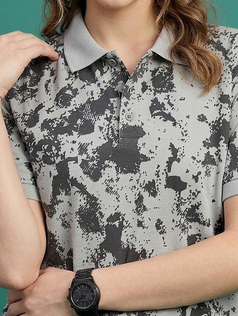 women printed polyester polo neck t-shirt - 22486152 -  Standard Image - 1