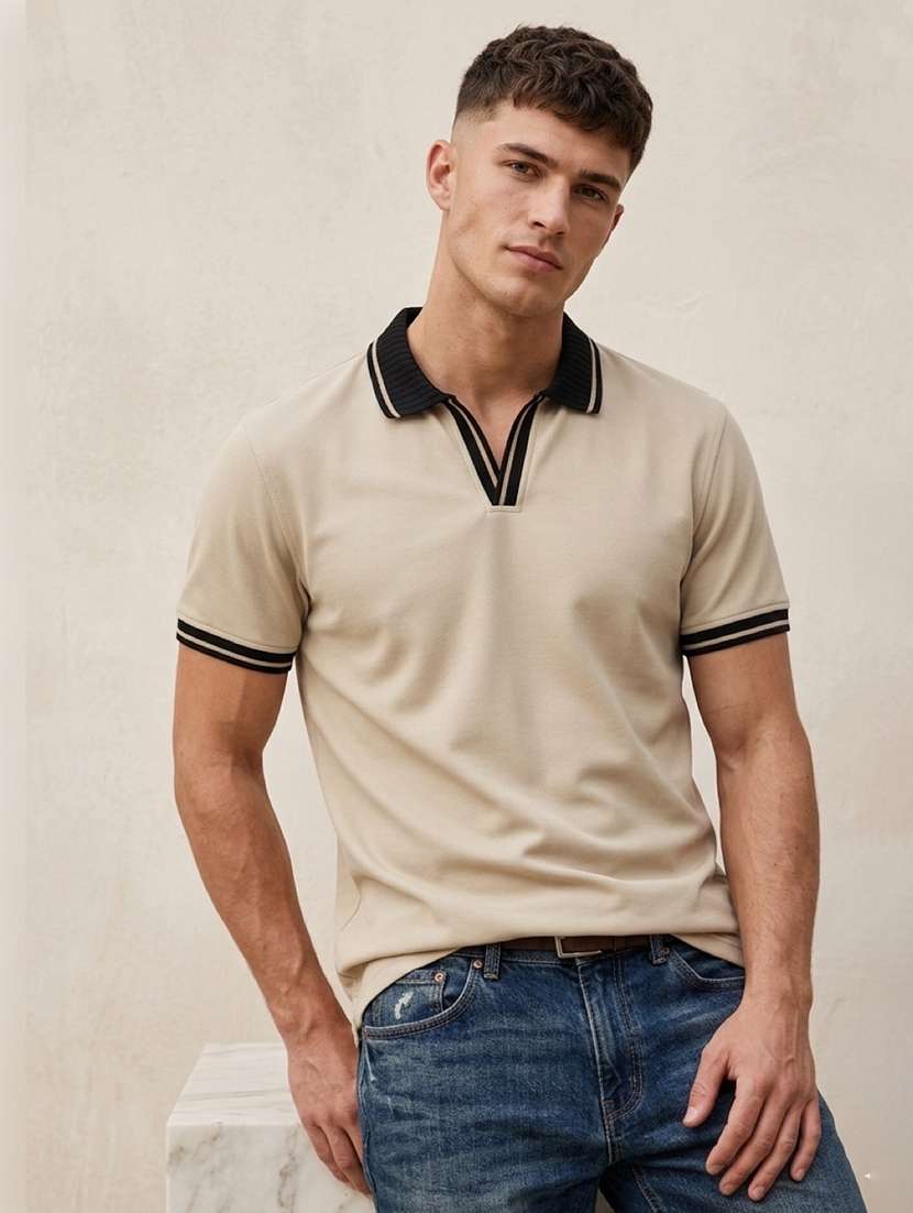 men solid short sleeve regular fit polo t-shirt