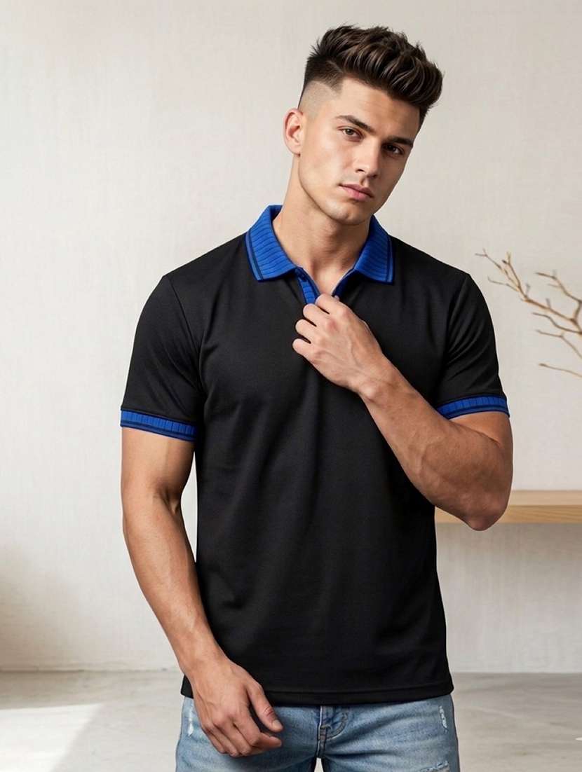 men solid short sleeve regular fit polo t-shirt