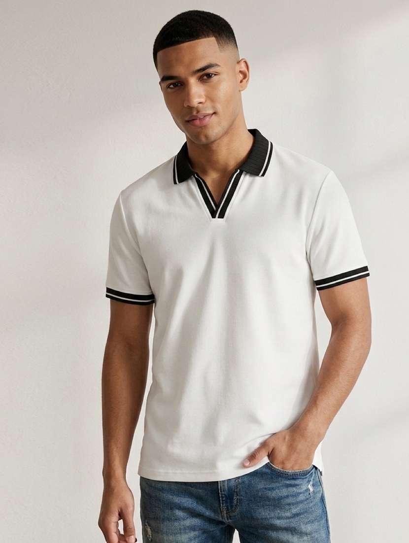 men solid short sleeve regular fit polo t-shirt