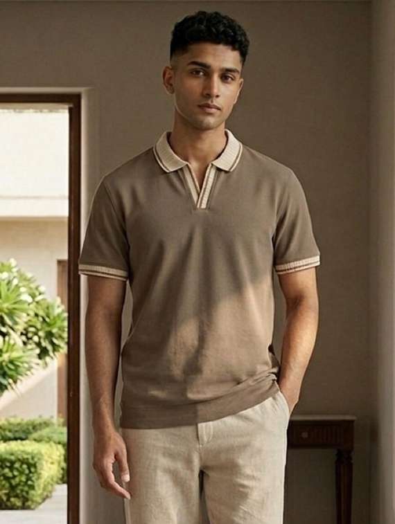 men solid short sleeve regular fit polo t-shirt