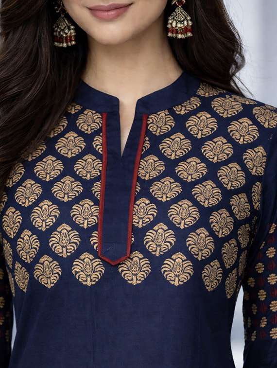women printed three quarter sleeve straight kurta - 22486216 -  Standard Image - 1
