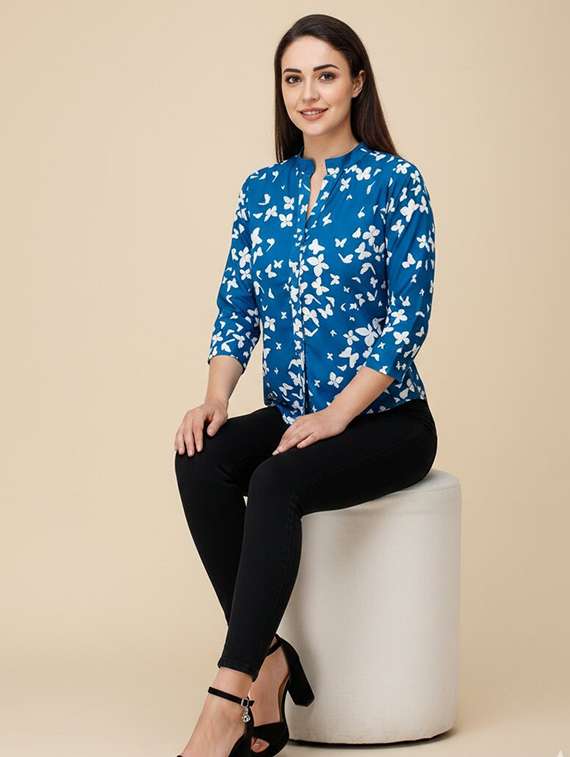 girls print poly crepe shirt - 22486220 -  Standard Image - 4