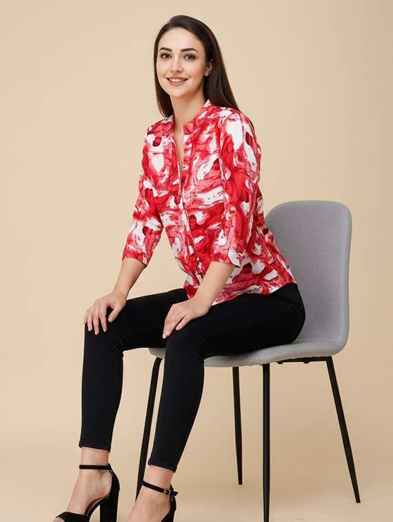 girls print poly crepe shirt - 22486221 -  Standard Image - 4