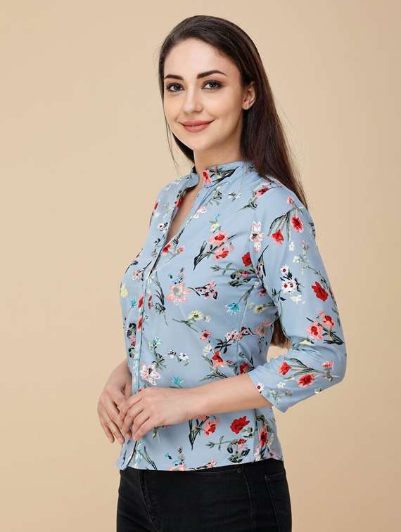 girls print poly crepe shirt - 22486222 -  Standard Image - 1