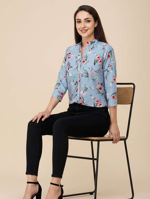 girls print poly crepe shirt - 22486222 -  Standard Image - 4