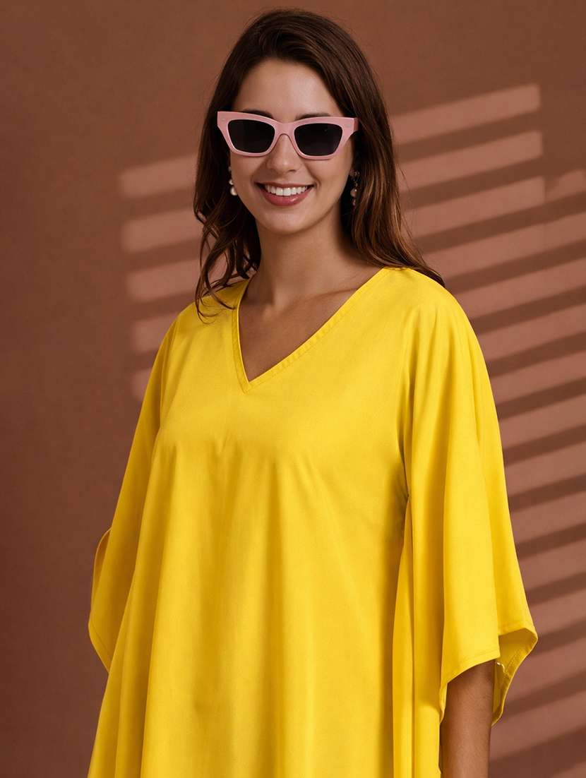 women solid kimono sleeve kaftan top - 22486234 -  Standard Image - 1
