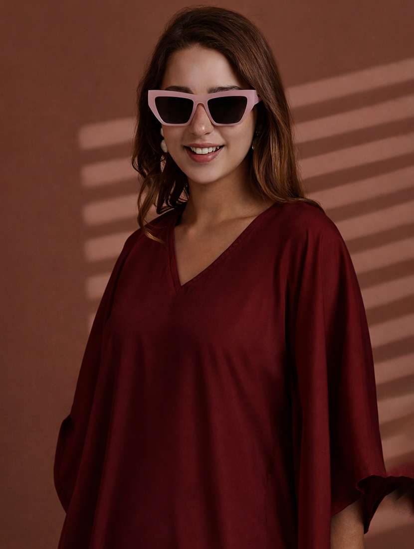 women solid kimono sleeve kaftan top - 22486237 -  Standard Image - 1