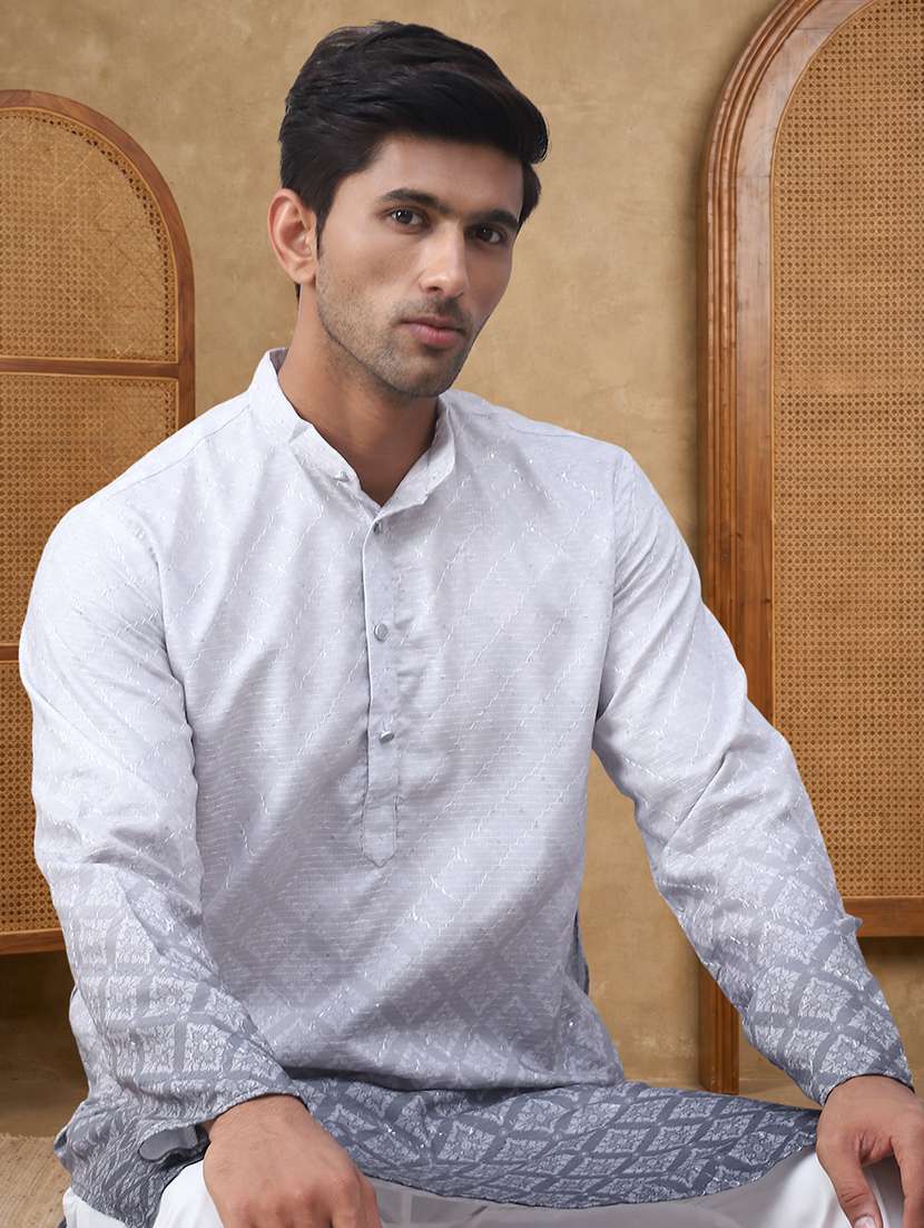 Men Ombre Mandarin Neck Kurta Pyjama Set - 22486268 -  Standard Image - 1