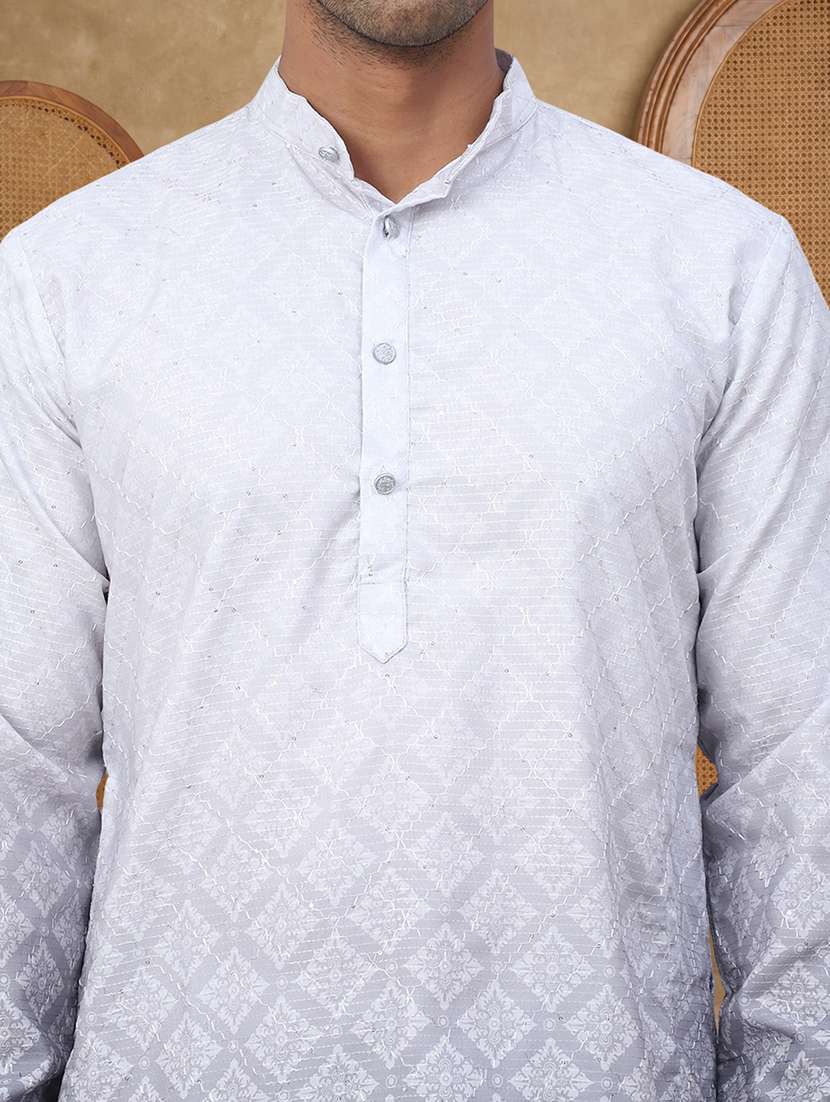 Men Ombre Mandarin Neck Kurta Pyjama Set - 22486268 -  Standard Image - 4