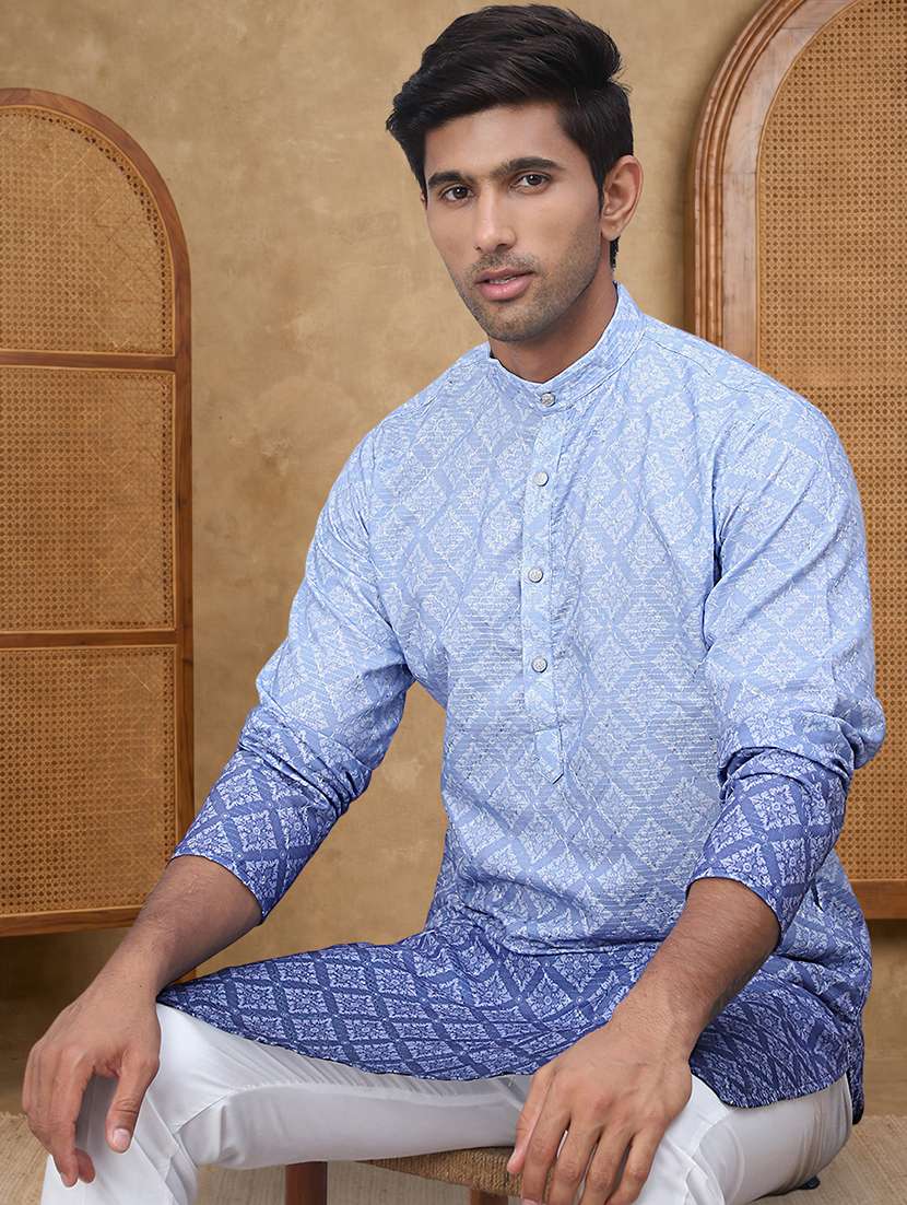 Men Ombre Mandarin Neck Kurta Pyjama Set - 22486269 -  Standard Image - 1